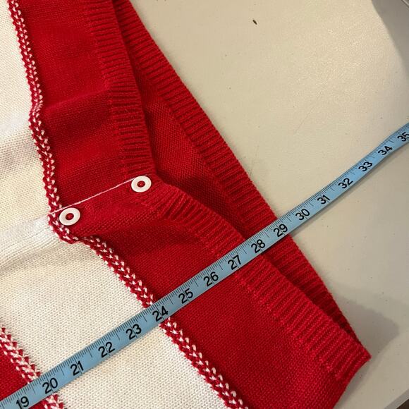 Liz Claiborne Red & White Chunky Cotton Knit Sweater Long Vest Size Medium - Picture 10 of 12
